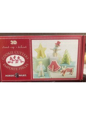 Christmas Cookie Cutter Set Reindeer Angel Bell Tree Snowman Nordic Ware 3D